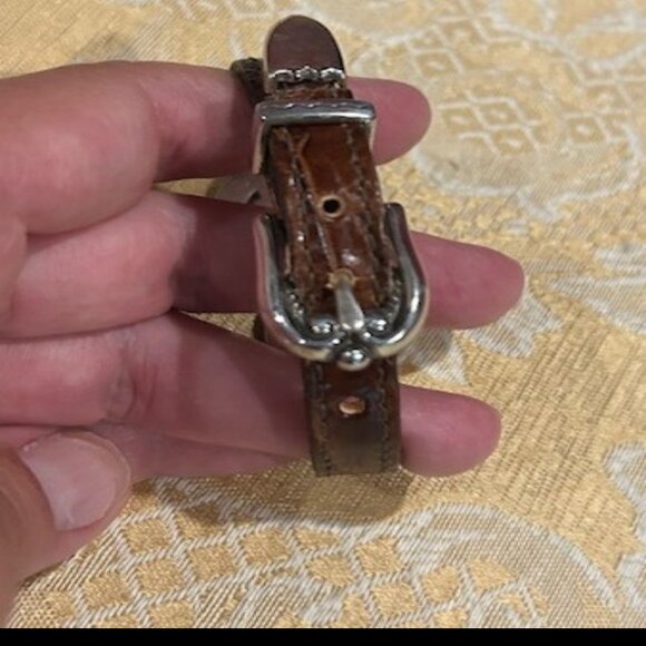 BRIGHTON “Fleur De Lis” Hearts Brown Leather BRACELET - Picture 8 of 10